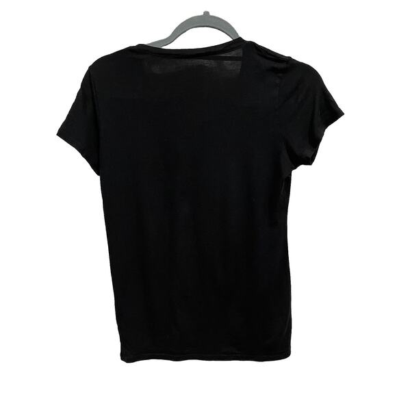 MOTT & BOW WOMEN XS BLACK V-NECK FITTED MARCY TEE PERUVIAN COTTON CAP SLEEVES - Picture 4 of 10